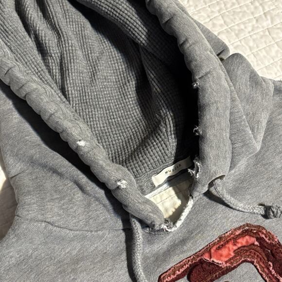 Vintage Y2K Abercrombie & Fitch Grey Hoodie Muscle Style Distressed #3 AF Logo - Picture 2 of 10